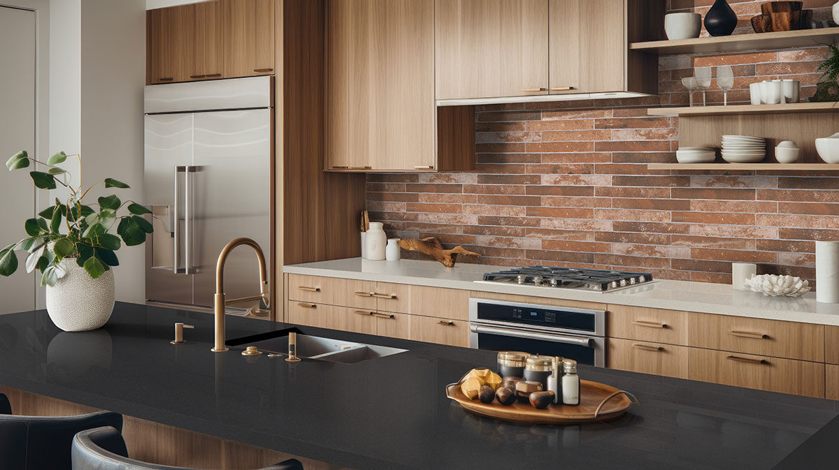 Brickstone Red Brick 2x18 countertop in a kitchen