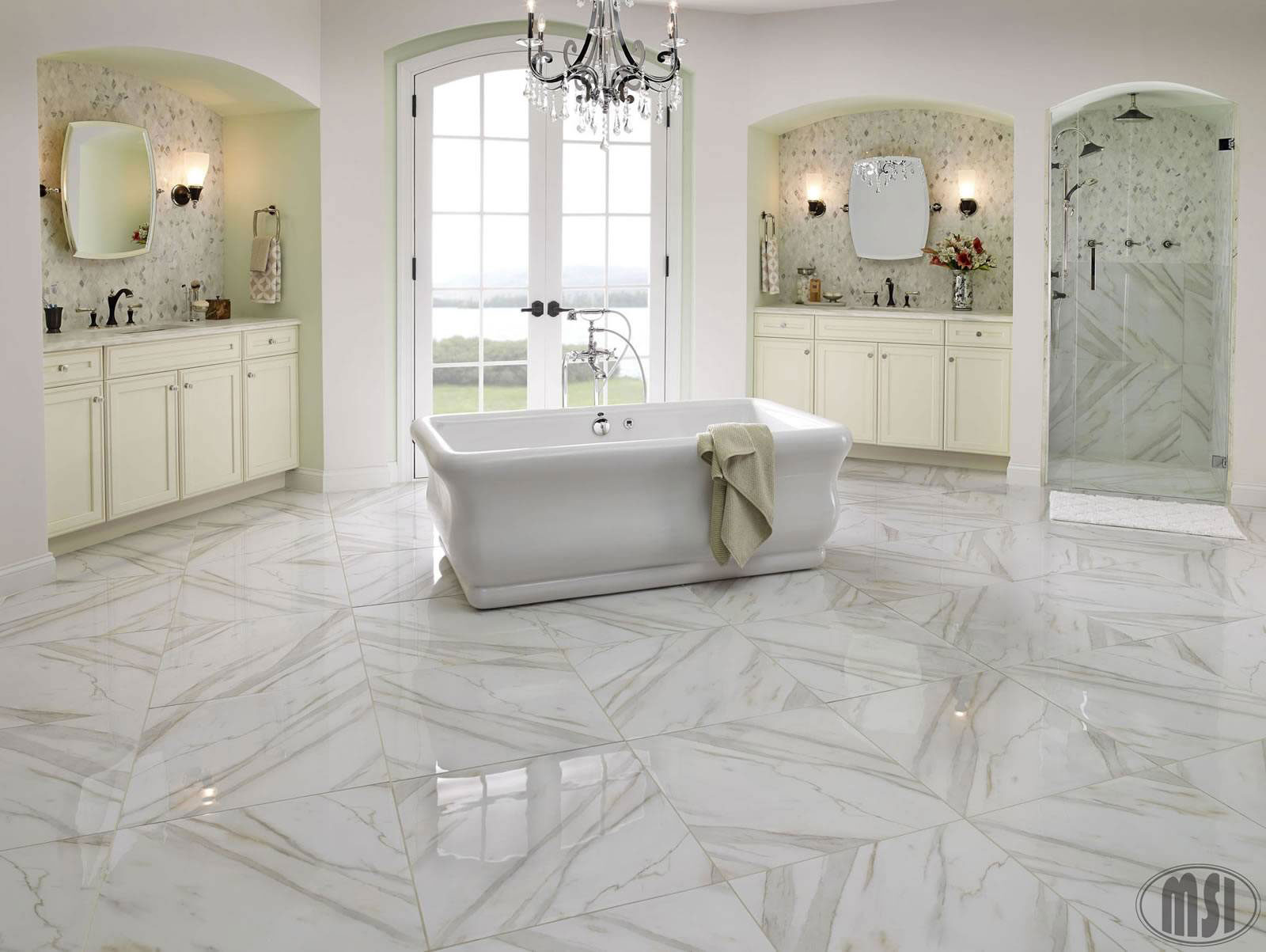 Calacatta countertop installed