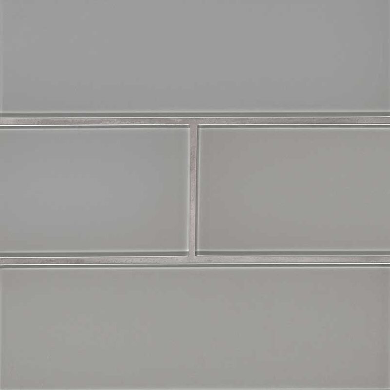 Oyster Gray Subway Tile 4x12 Glass in a kitchen