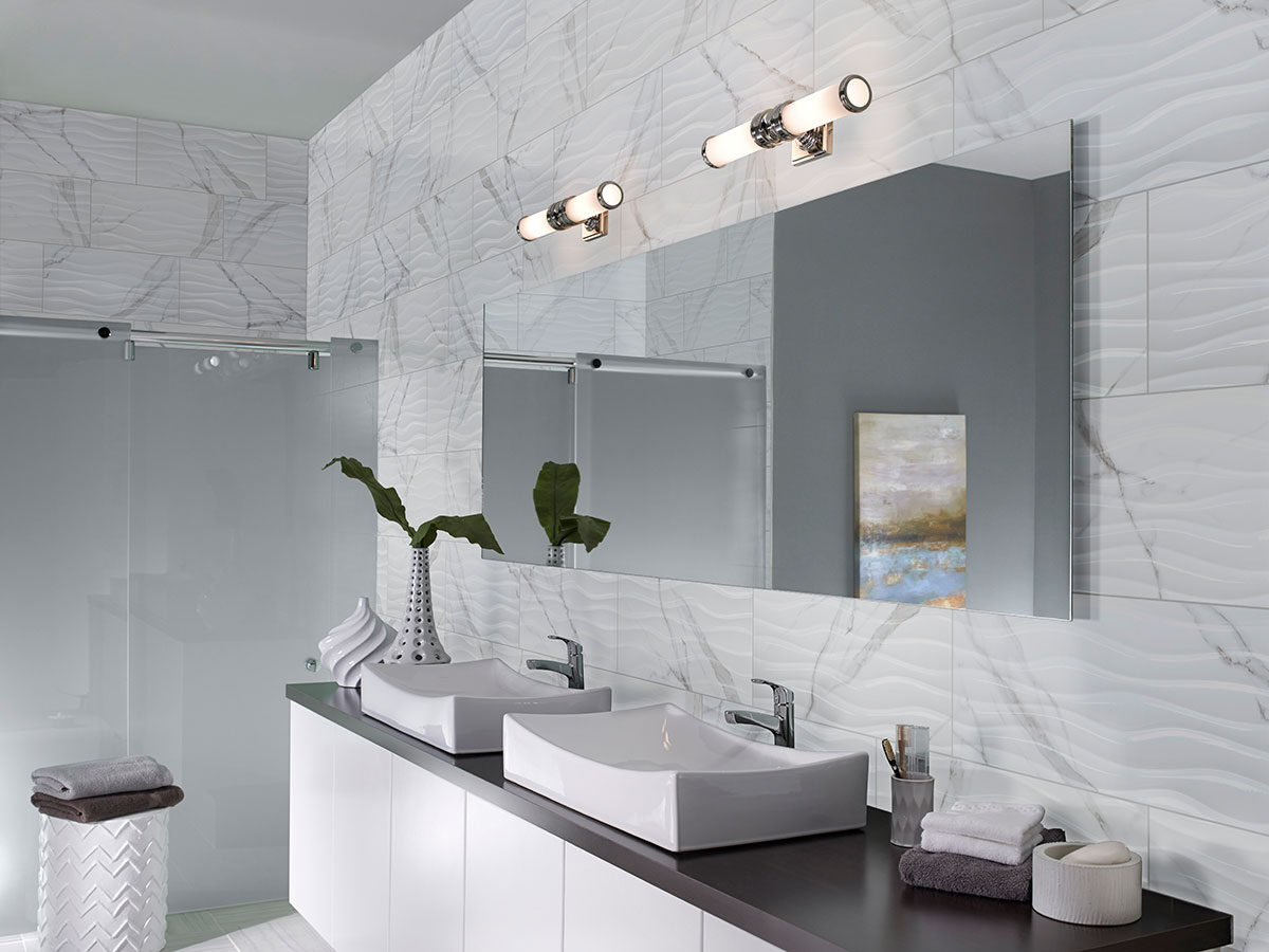 Dymo Statuary Wavy White 12x24 Glossy Large Format Tile