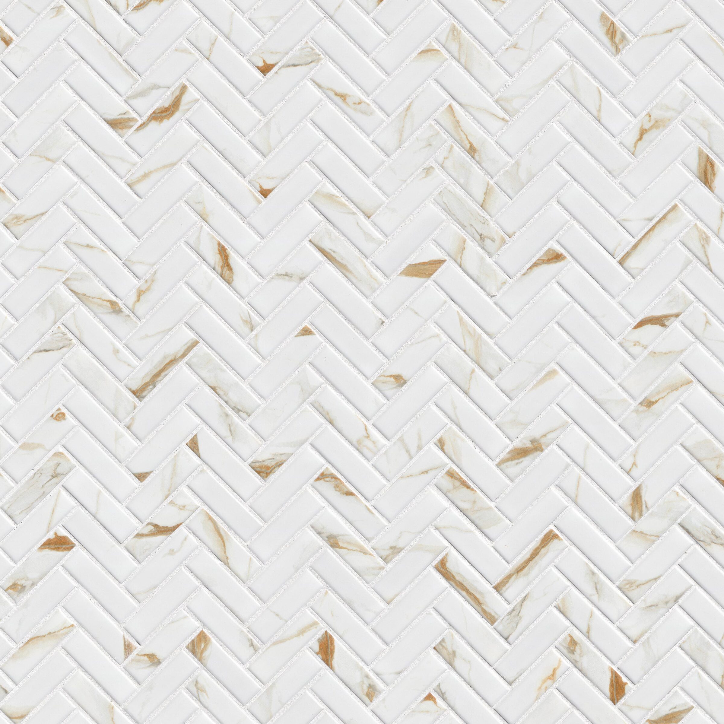 calacatta-gold-matte-1x3-herringbone Glass in a kitchen