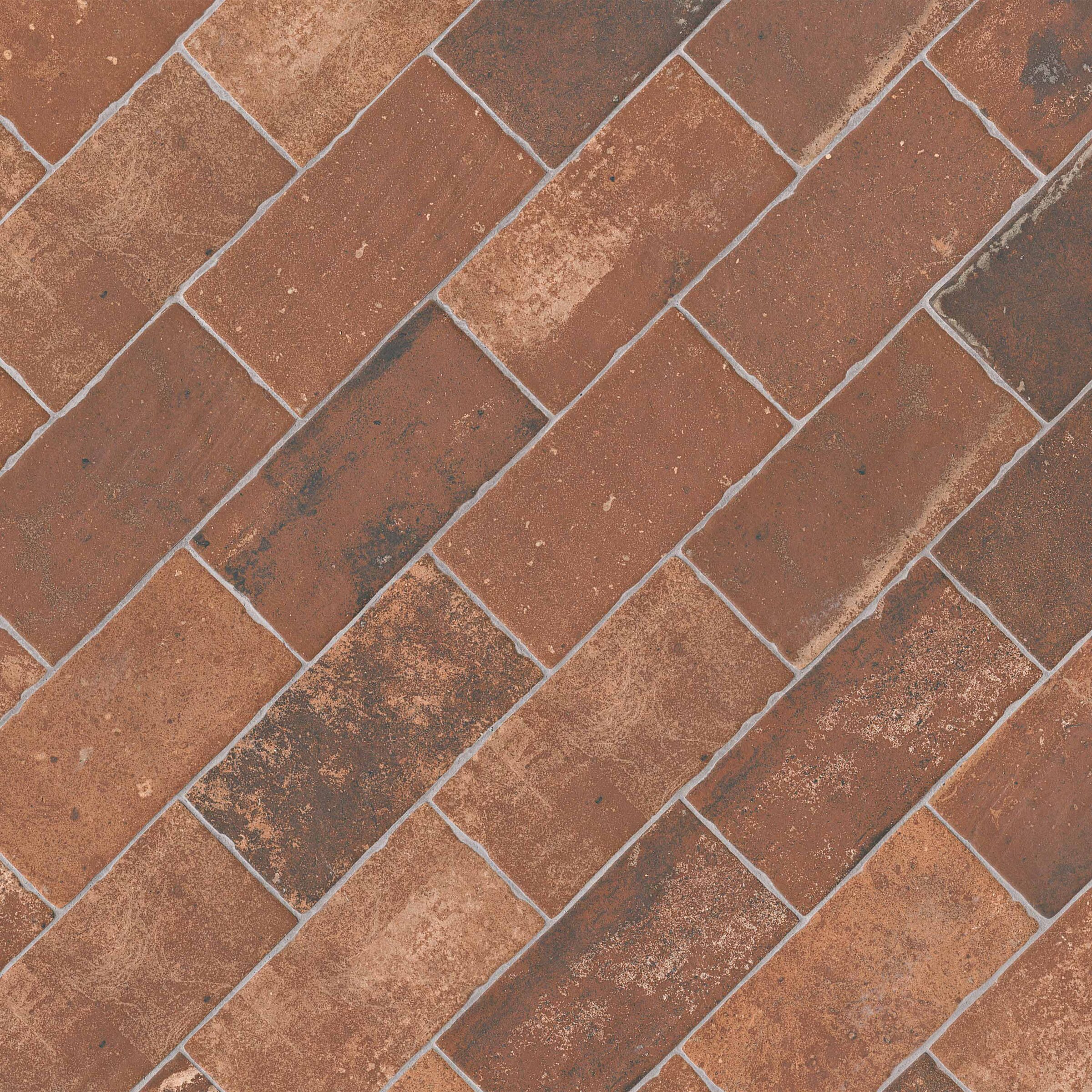Brickstone Red 5x10 Porcelain in a kitchen