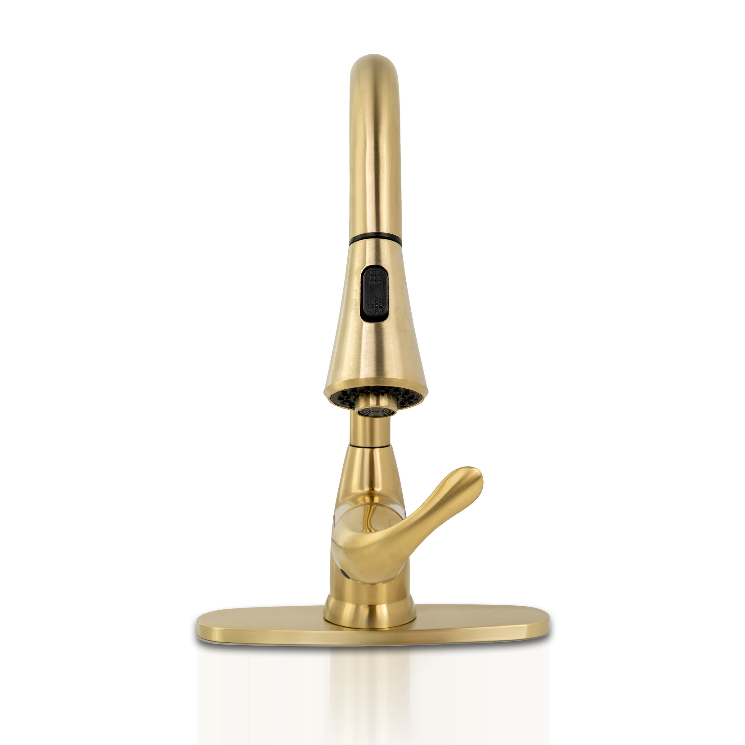 1-handle-pull-down-sprayer-kitchen-faucet-with-deckplate-803-gold Metal in a kitchen