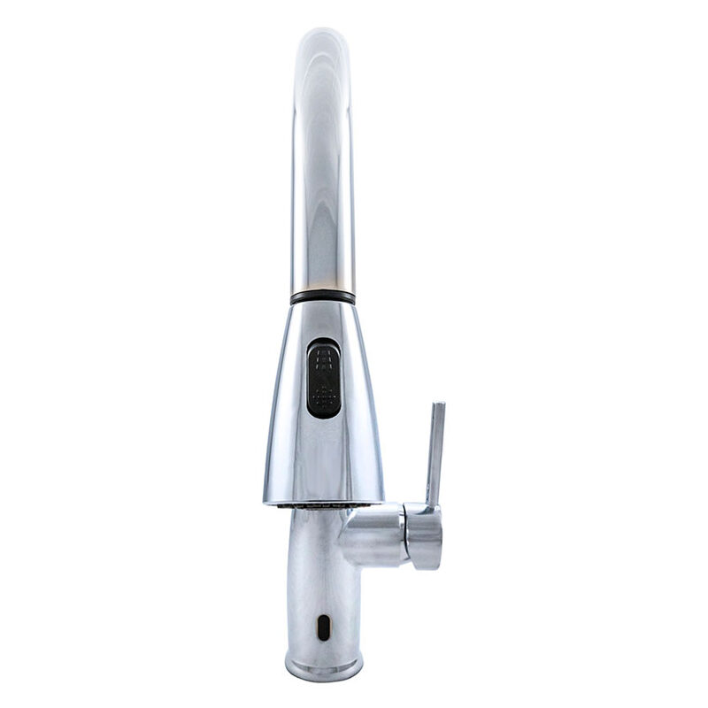touch-less-infrared-sensor-kitchen-faucet-812-chrome Metal in a kitchen