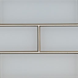 Ice Bevel Glass Tile 4x12 Glass in a kitchen