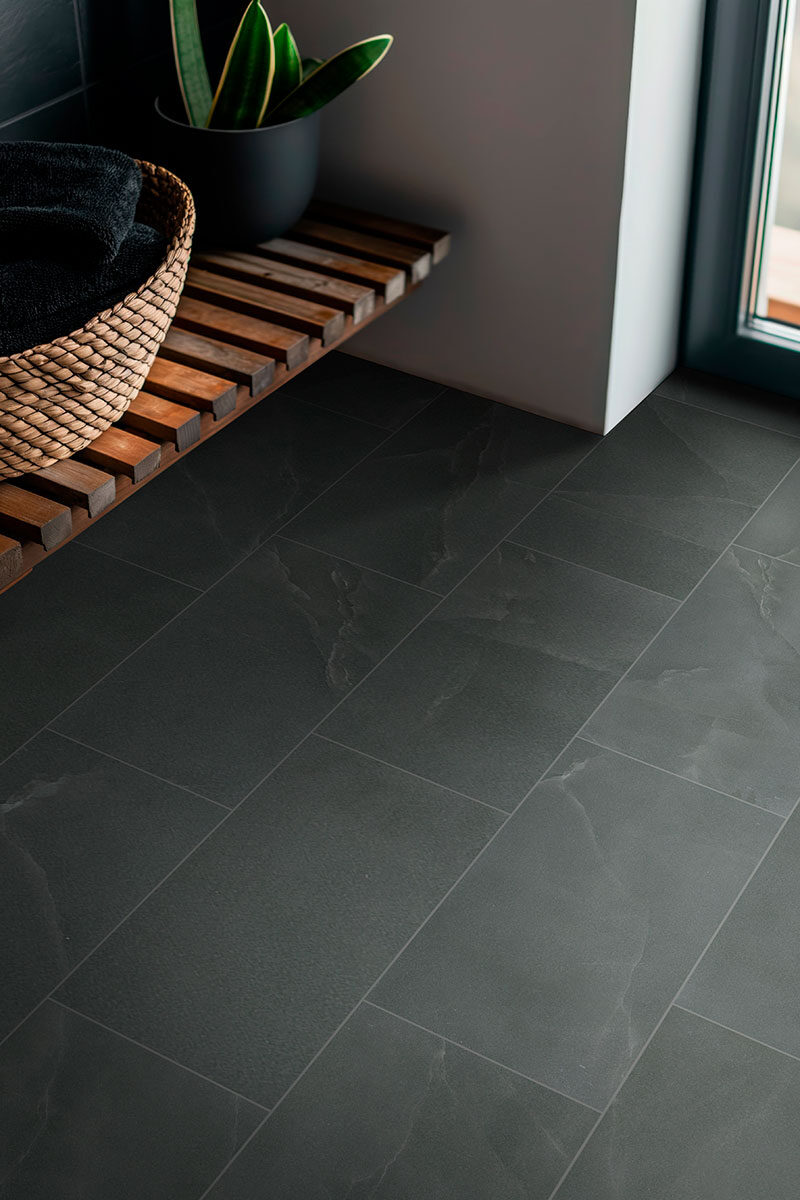 Midnight Agate countertop in a entryway