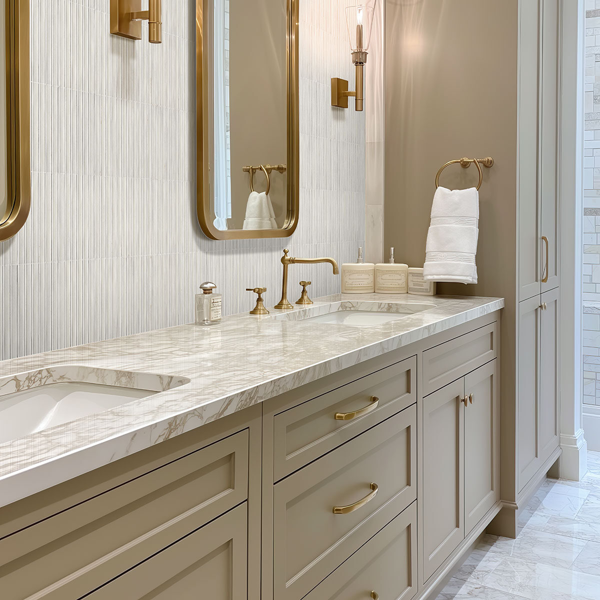 bianco countertop in a bathroom