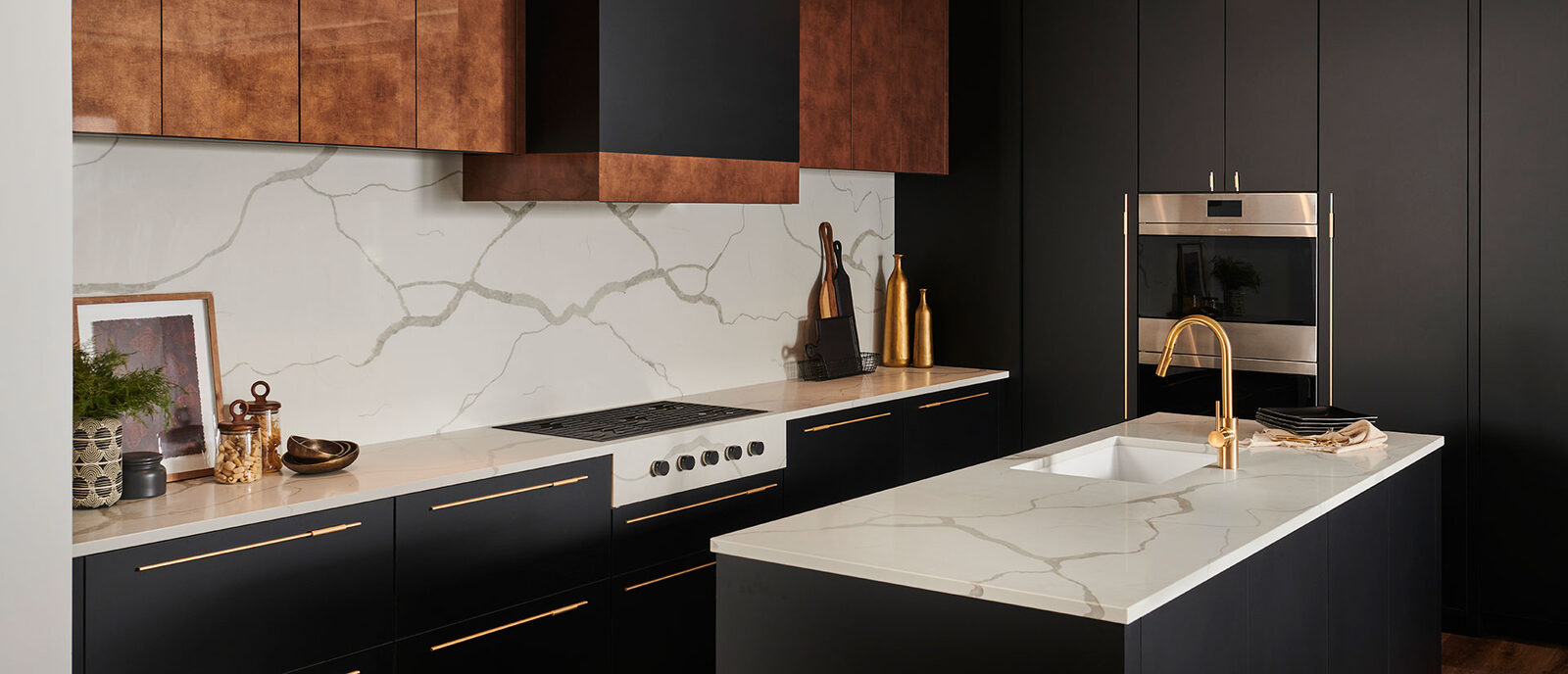 Calacatta Classique Quartz countertop installed