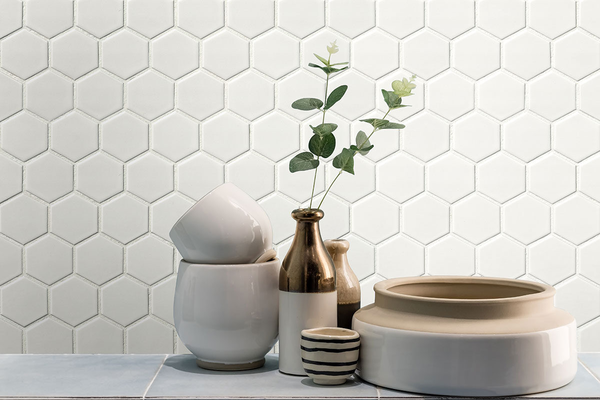 White Matte 2x2 Hexagon Mosaic