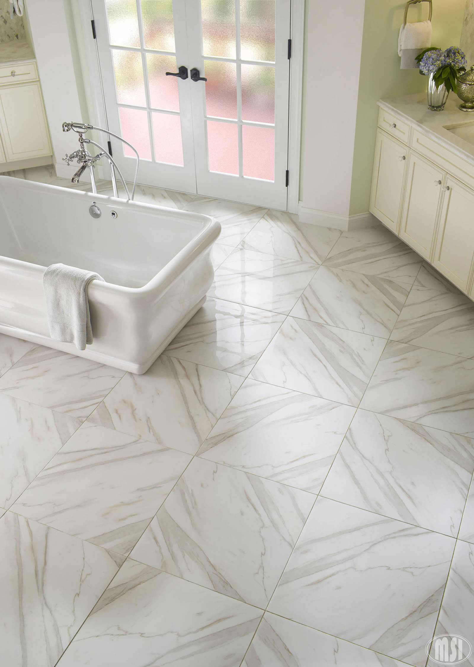Calacatta countertop installed