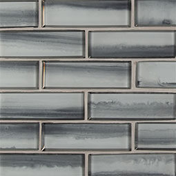 Ombre Grigia Glass Tile Glass in a kitchen