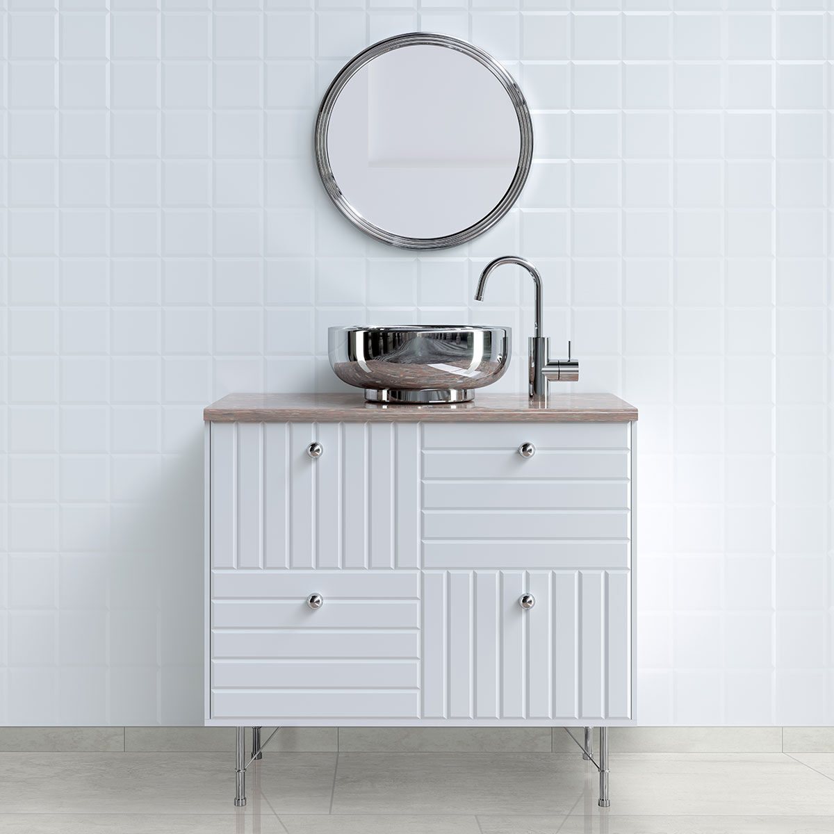 Blanc countertop in a backsplash