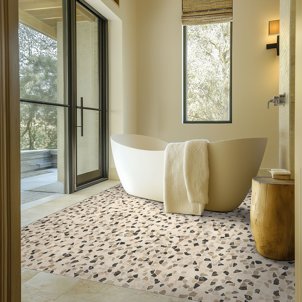 Mix Marble Pebbles Tumbled 10mm in a kitchen
