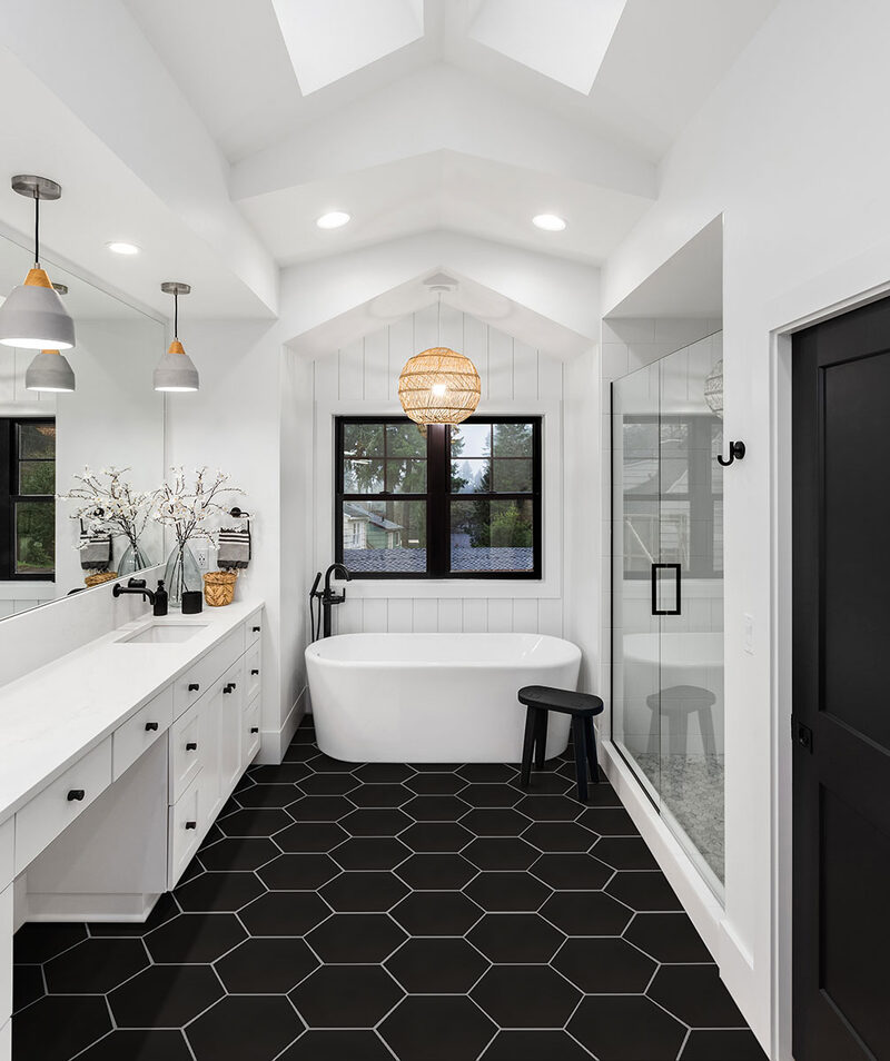 Graphite Hexagon Tile countertop installed