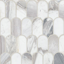 Edessa Scallop Polished Glass in a kitchen