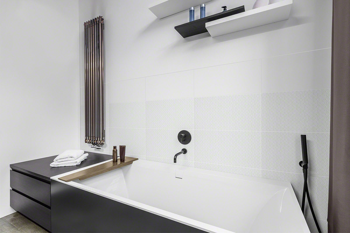 Dymo White 12X24 Glossy countertop installed