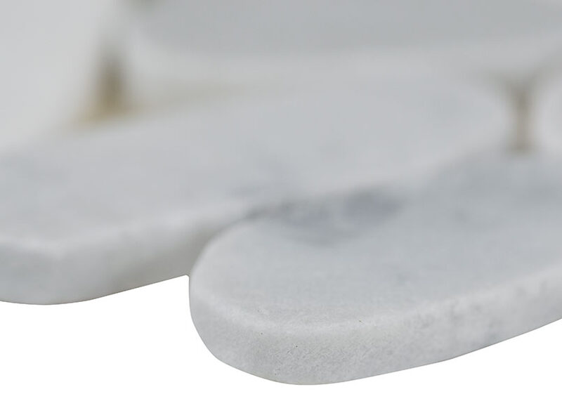Sliced Carrara White Pebble in a kitchen