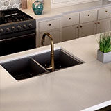 Fossil Gray Matte Quartz Engineered Quartz in a kitchen