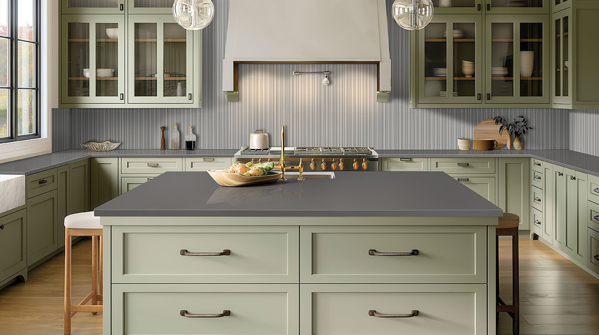 Silver countertop in a kitchen