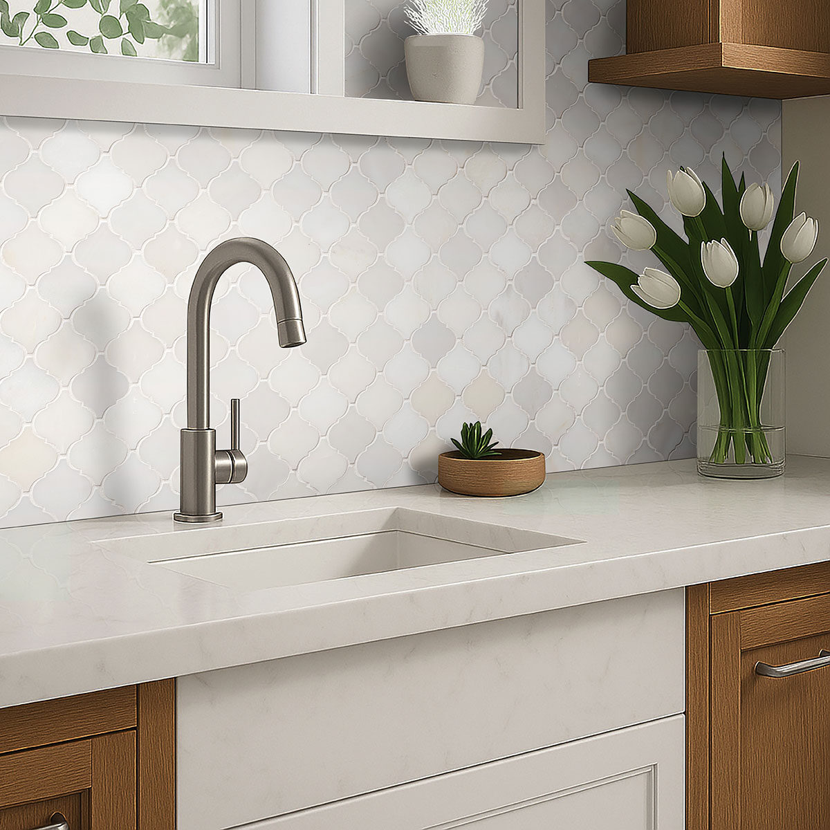 Greecian White Arabesque