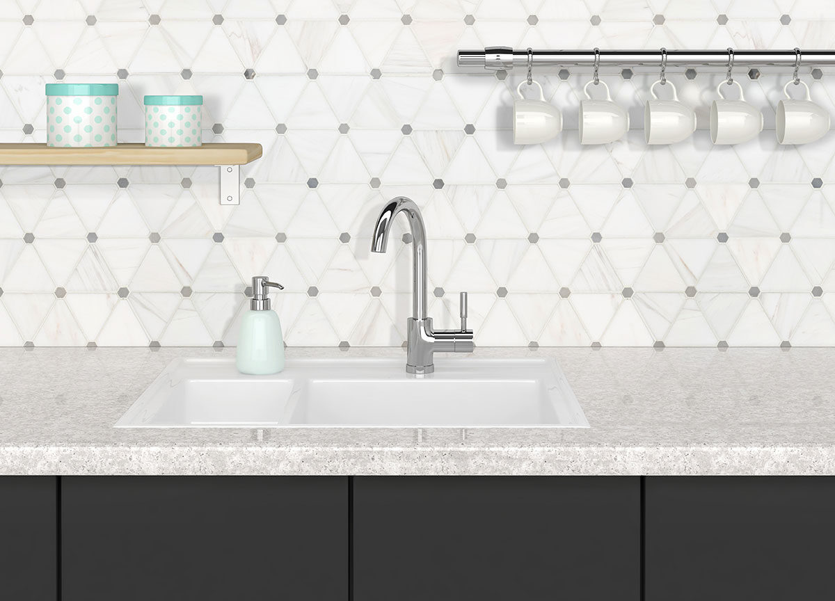 Bianco Dolomite Pinwheel Polished Marble Mosaic Tile