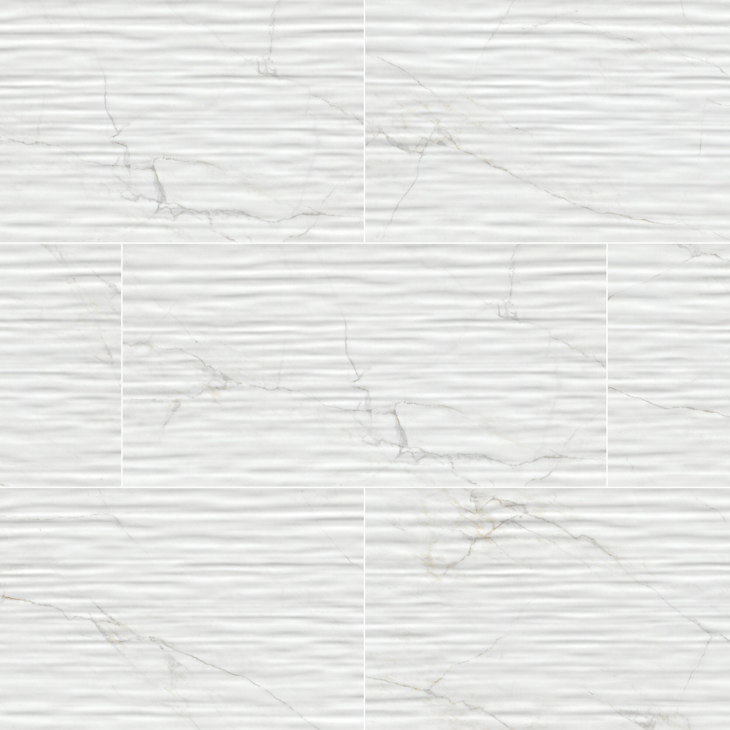 Dymo Calacatta Stripe White 12x24 Glossy Ceramic in a kitchen