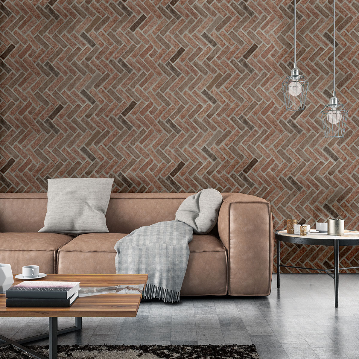 Noble Red Reclaimed Clay Brick Herringbone Tile