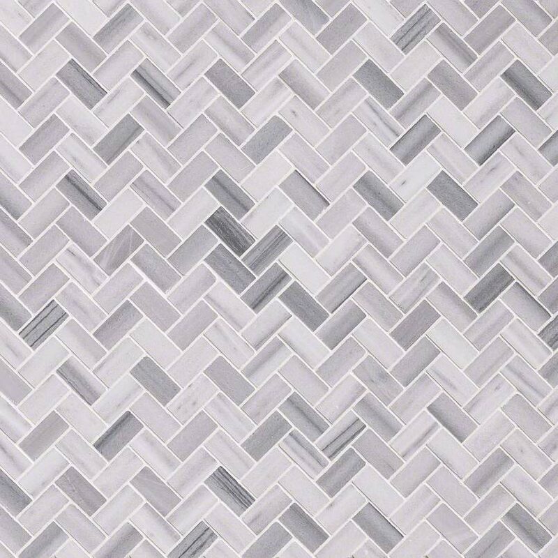 Bergamo Herringbone Polished in a kitchen