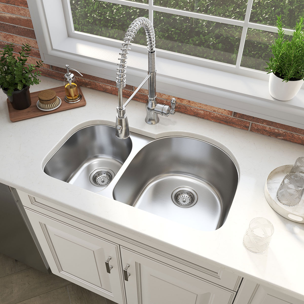Brickstone Red Brick 2x18 countertop in a kitchen — view 4