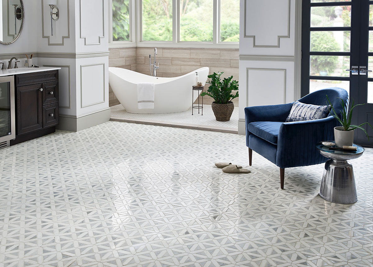 Bianco Dolomite Geometrica Polished Tile