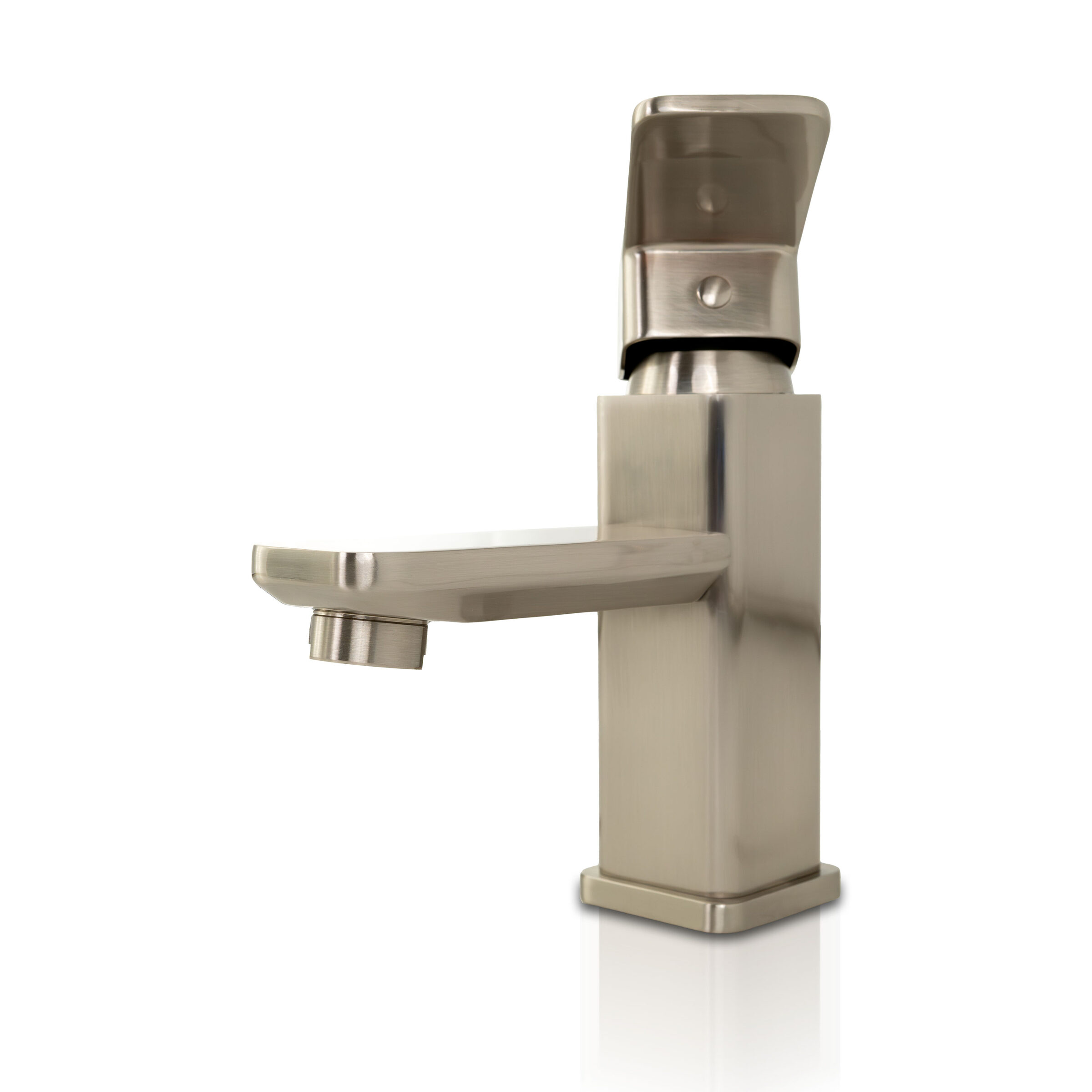 1-handle-bathroom-faucet-nickel-brushed Metal in a kitchen