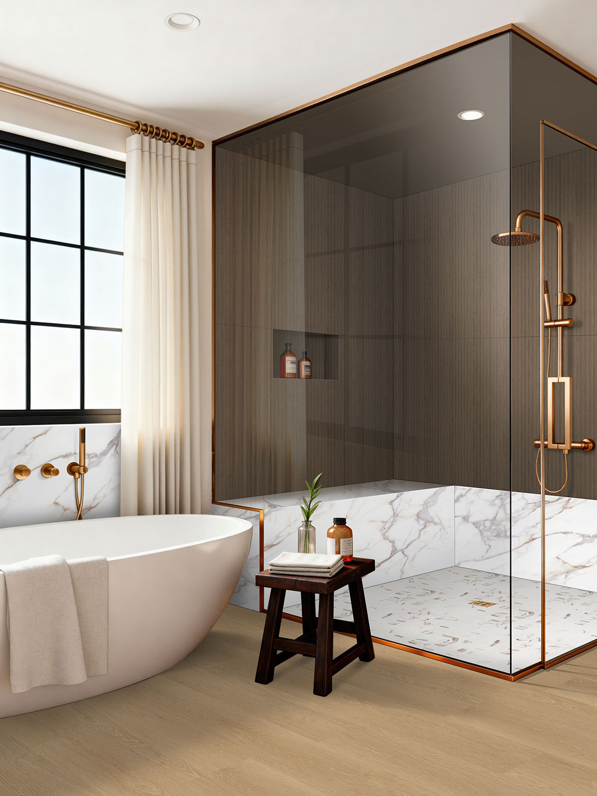 Crema countertop in a bathroom
