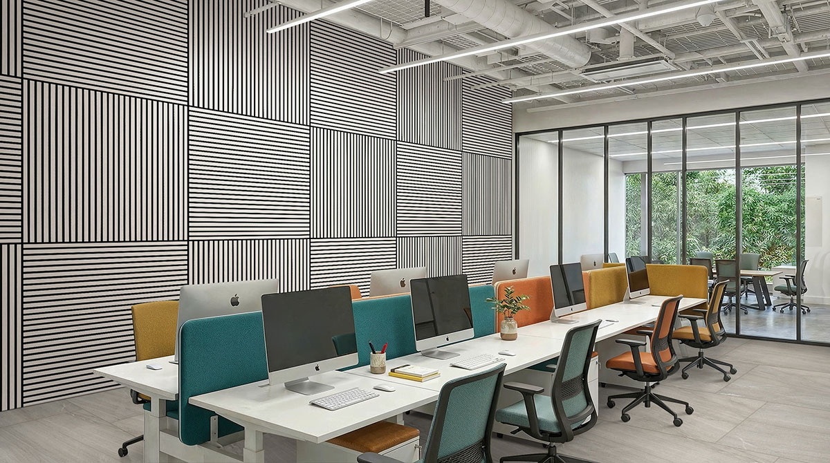 Fog 24x48 Acoustic Wood Slat — installed in a commercial space (scene 0346)