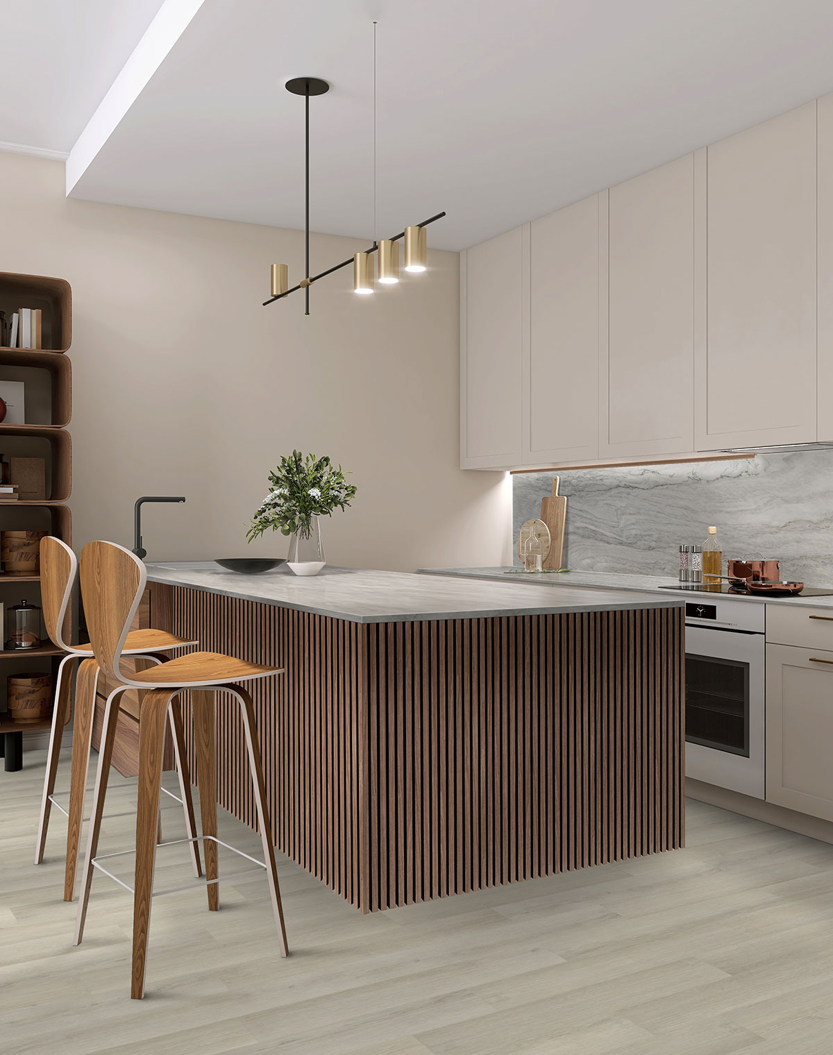 Sable 24x48 Acoustic Wood Slat — installed in a kitchen (scene 1681)