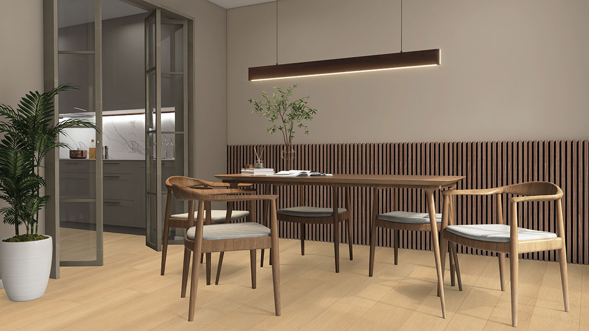 Sable 24x48 Acoustic Wood Slat — installed in a kitchen (scene 1682)