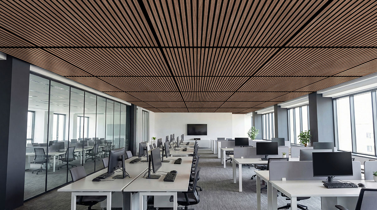 Sable 24x48 Acoustic Wood Slat — installed in a commercial space (scene 0345)