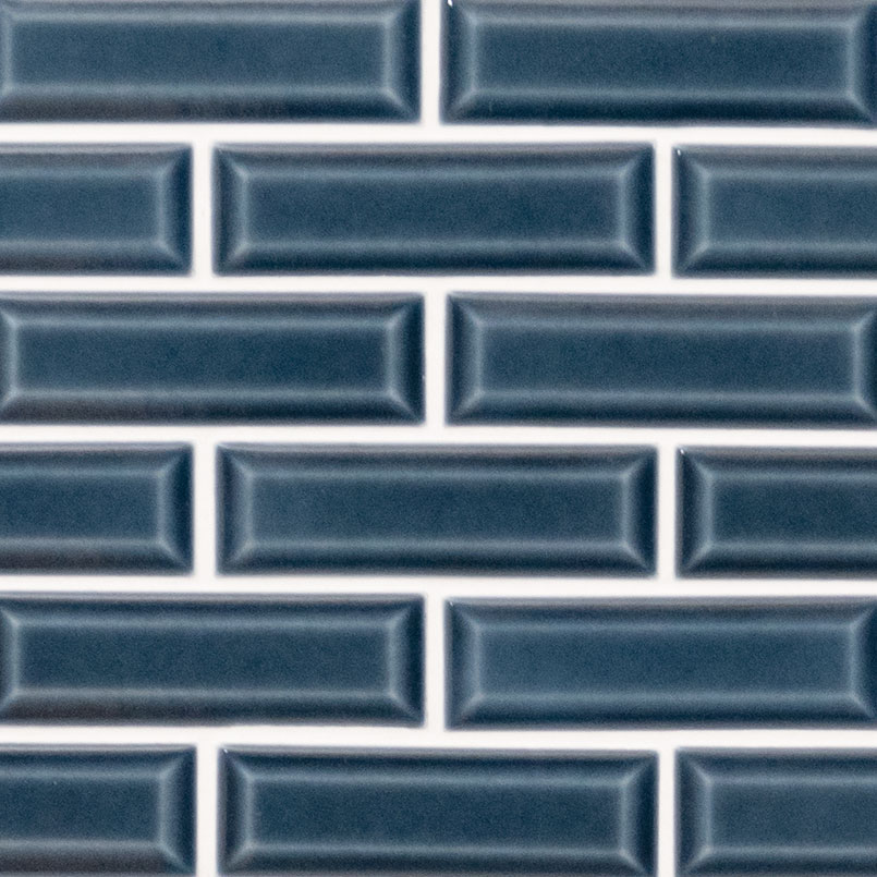 Bay Blue Beveled Tile 2x6 swatch