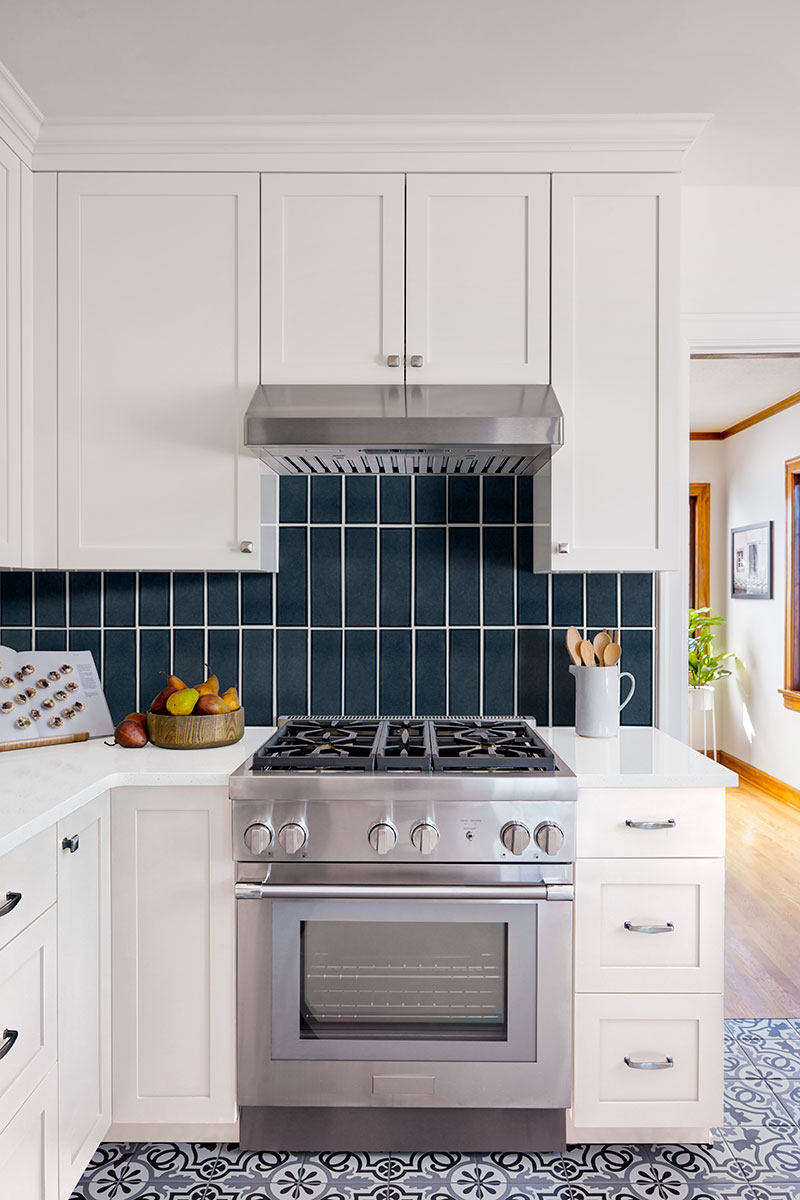 Bay Blue Glazed Handcrafted 4x12 Tile — installed (view 3)
