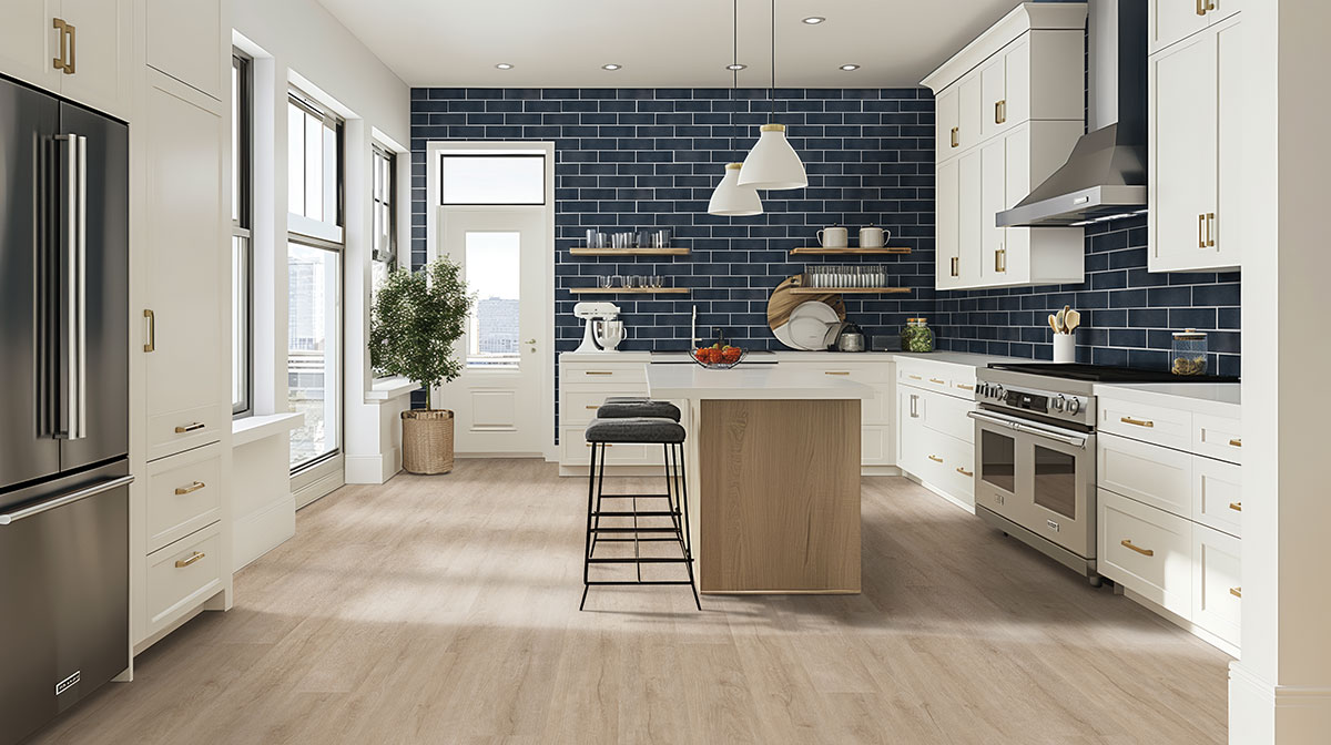 Bay Blue Glazed Handcrafted 4x12 Tile — installed (view 4)