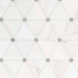 Bianco Dolomite Pinwheel Polished Marble Mosaic Tile swatch