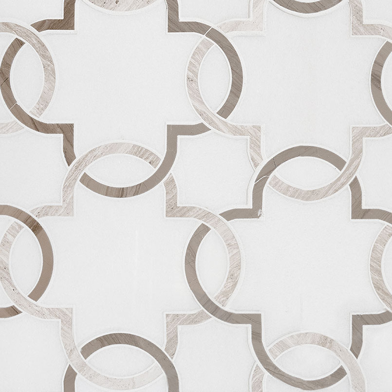 Bianco Quatrefoil Polished 10mm Tile swatch