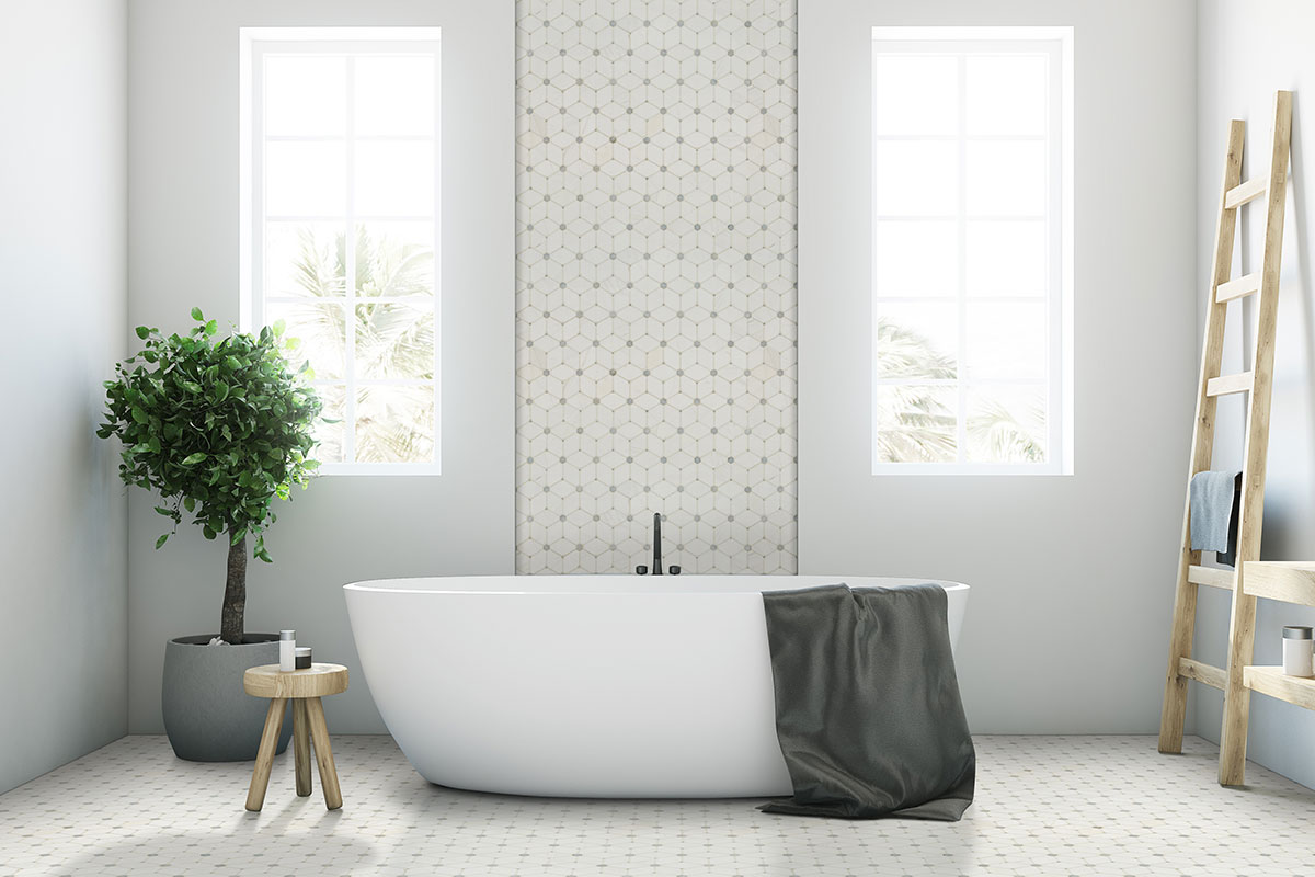 Cecily Grigio Polished Marble Tile — installed (view 5)