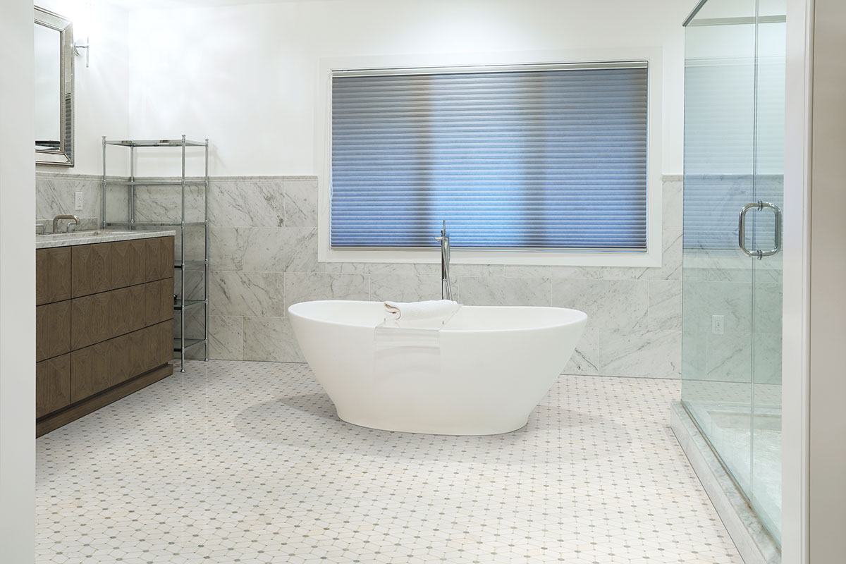 Cecily Grigio Polished Marble Tile — installed (view 4)