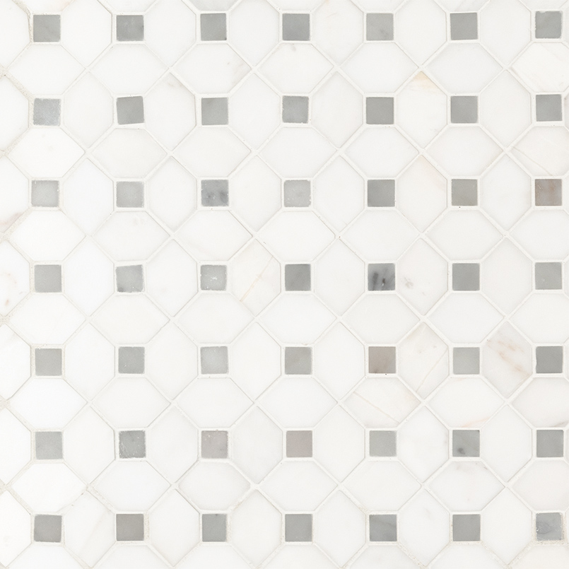 Bianco Dolomite Dotty Pattern Mosaic Tile swatch