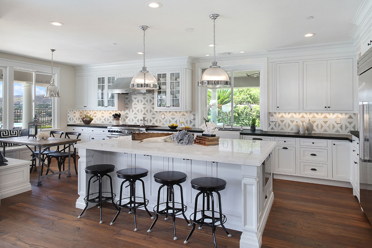 Bianco Dolomite Geometrica Polished Tile — installed (view 3)