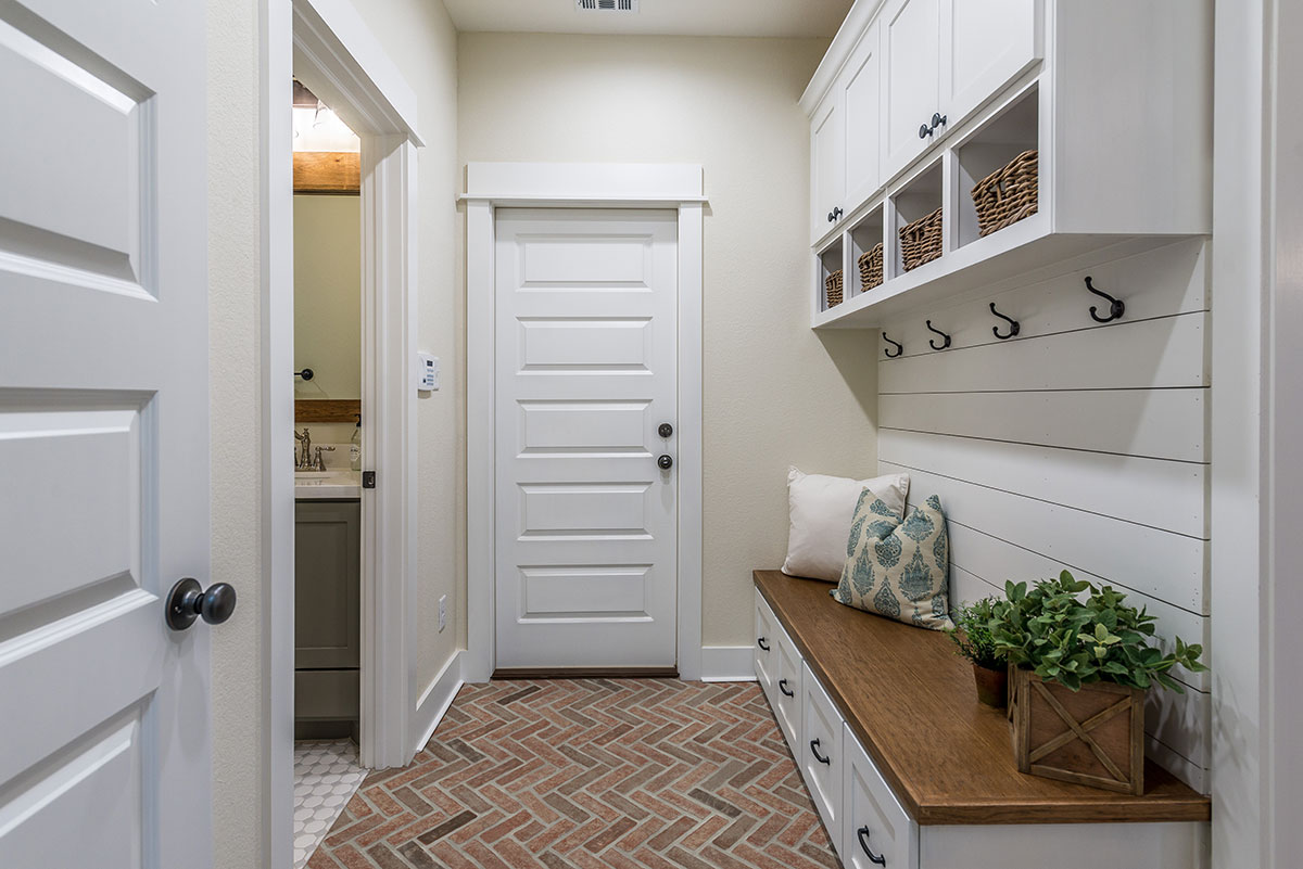 Noble Red Reclaimed Clay Brick Herringbone Tile — installed (view 5)