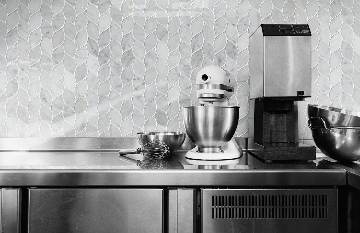 Carrara White Blanco Pattern Honed Tile — installed (view 3)