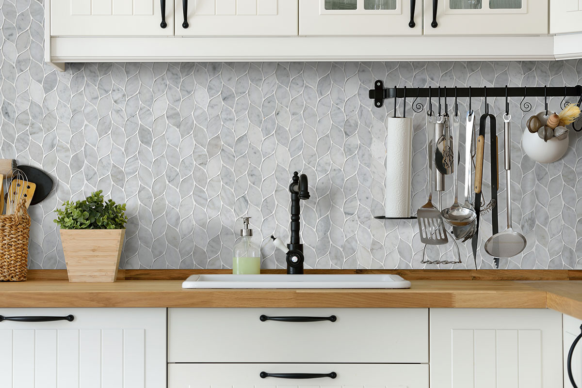 Carrara White Blanco Pattern Honed Tile — installed (view 4)