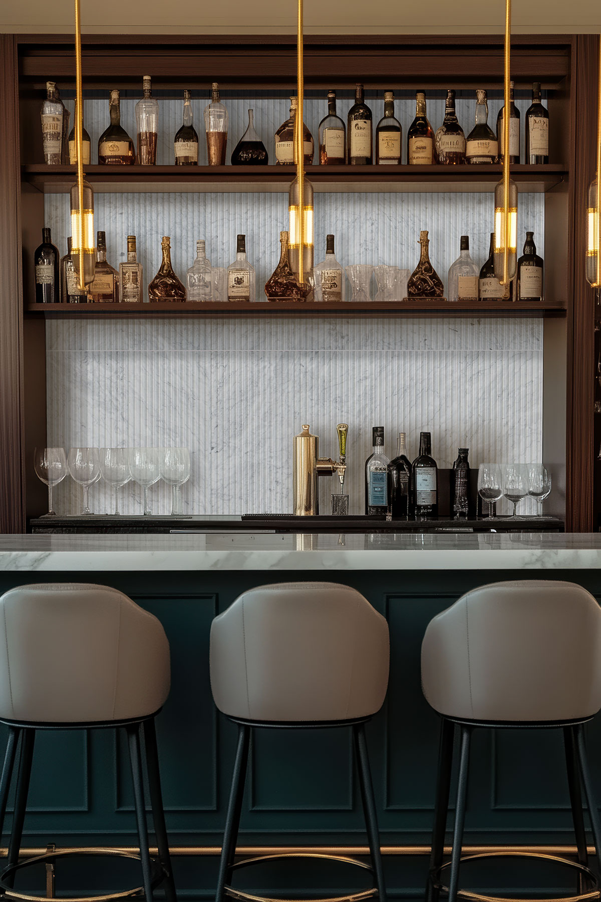 Carrara White Valentino Fluto 12x24 Honed Tile — installed in a commercial space (scene 0216)