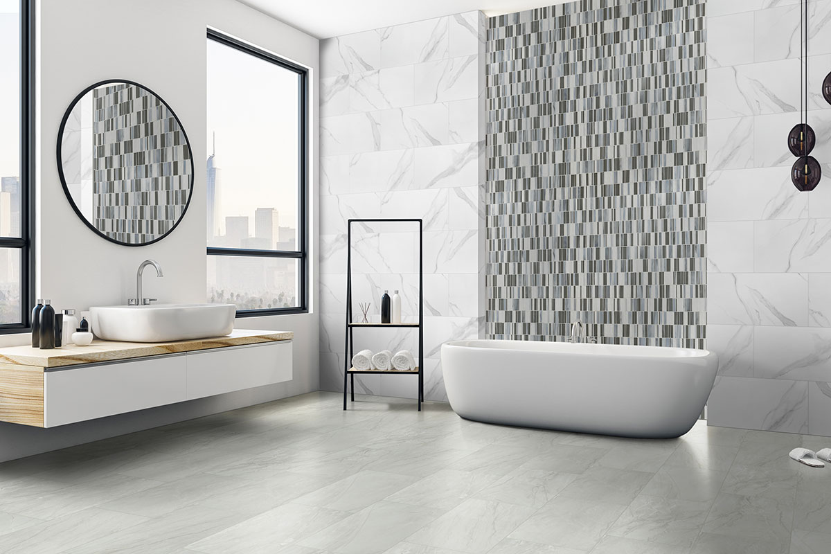 Dymo Statuary 12x24 Glossy Large Format Tile — installed (view 4)